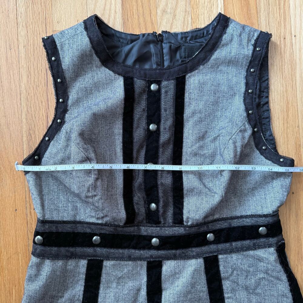 Anna Sui Black Sleeveless Studded Lace Velvet Sheath Dress Size 5 Gossip Girl - Picture 9 of 14